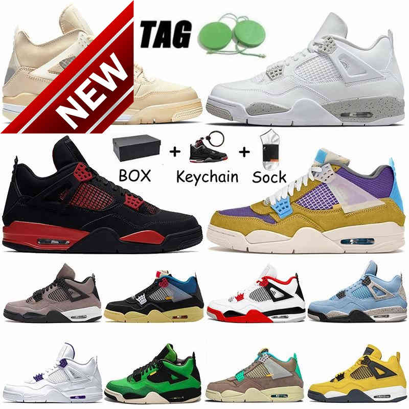 With Box Jorden Jumpman 4 4s Mens Women Basketball Shoes Off Black Cat Red Thunder Unions Desert Moss Taupe Haze White Sail Oreo Sneakers
With Box Jorden Jumpman 4 4s Mens Women Basketball Shoes Off Black Cat Red Thunder Unions Desert Moss Taupe Haze White Sail Oreo Sneakers