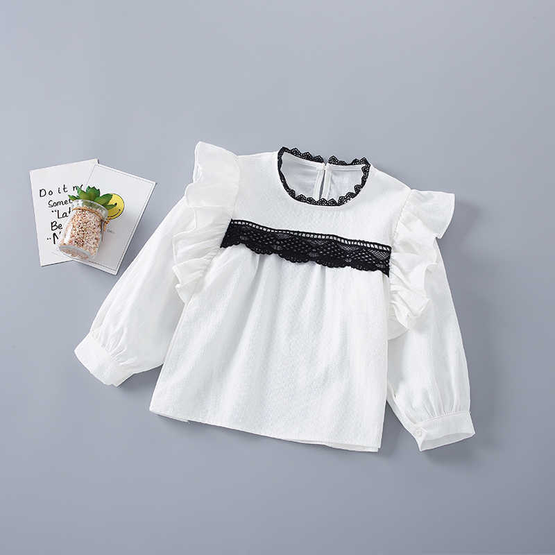 2-7 Years High Quality Spring Girl Clothing Set Fashion Casual Lace Shirt + Denim Skirt Kid Children Girls 210615