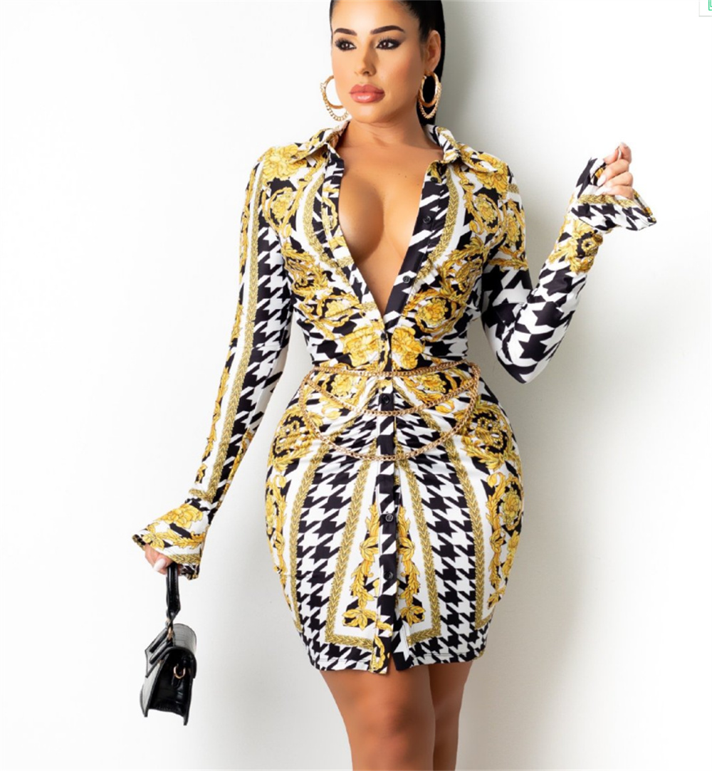 Fashion Elegant Chain Letter Print Shirt Dress Summer Women V-neck Bandage Button Blouse Vintage Short Sleeve Mini Party Dresses Size S, Color 4
Fashion Elegant Chain Letter Print Shirt Dress Summer Women V-neck Bandage Button Blouse Vintage Short Sleeve Mini Party Dresses Size S, Color 4