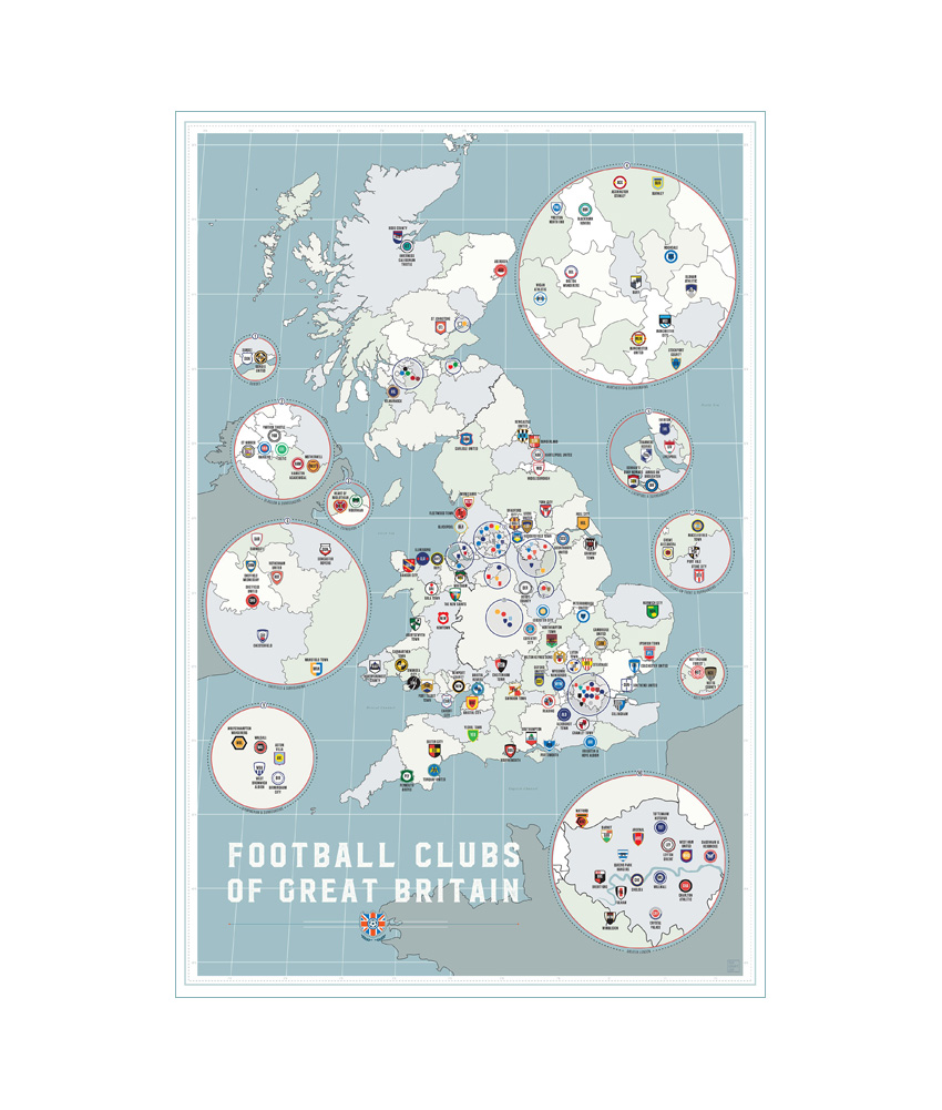 Football Clubs Of Great Britain Poster Painting Print Home Decor Framed Or Unframed Photopaper Material
