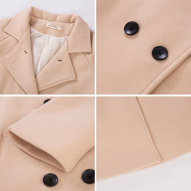 Winter Wool Coat and Jacket Women Korean Pink Long Warm Elegant Thicken Cashmere Vintage Cape Female 210428