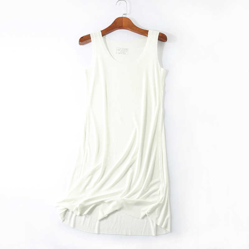 Women Summer Casual Dress Plus Size O-neck Sleeveless Knee-Length Dresses 8 Colors Stretchable Home Gown Frocks for Lady 210630