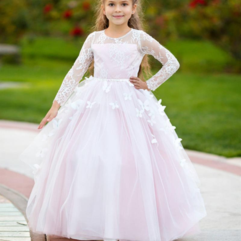 Girl's Dresses Cute Baby Girl Tulle Lace Princess Full Sleeves Pale Pink Flower Dress Girls First Communication 2022, Red;yellow 
Girl's Dresses Cute Baby Girl Tulle Lace Princess Full Sleeves Pale Pink Flower Dress Girls First Communication 2022, Red;yellow