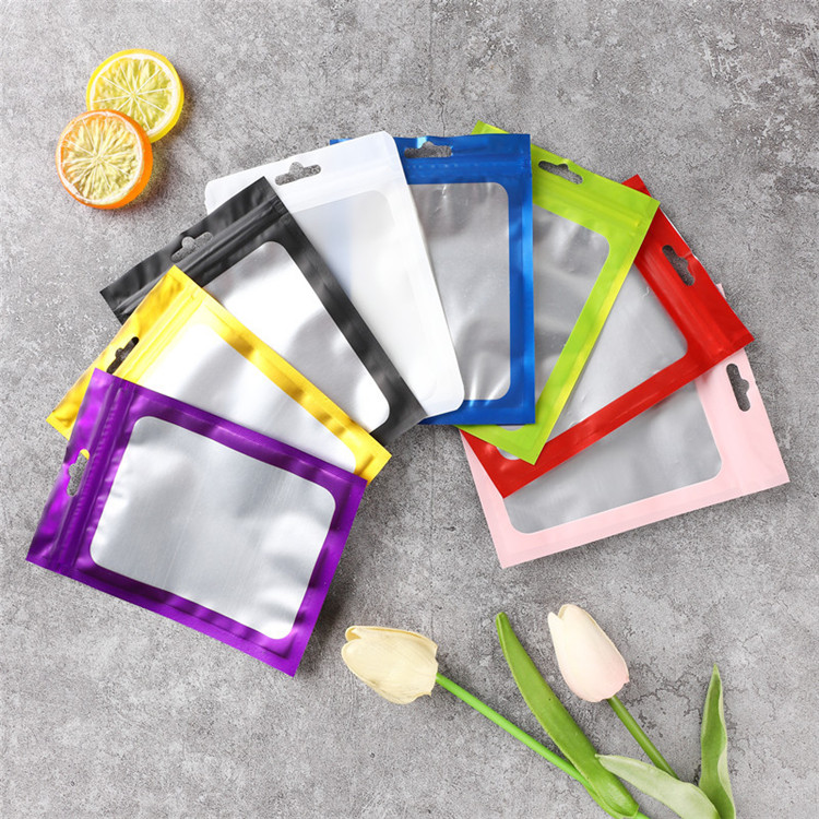8 Colors General Matte Aluminum Foil Zip Lock Gift Bags Frosted Window Resealable Jewelry Trinkets Tea Snack Candy Wedding Party Gifts Hanging Display