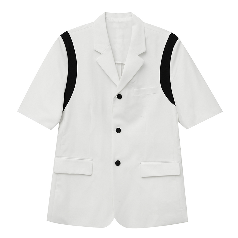 IEFB Men's Clothing Summer Short Sleeve Korean Trend Ins Blazer Contrast Stitching Loose Causal Suit Men's Coat 9Y7146 210524