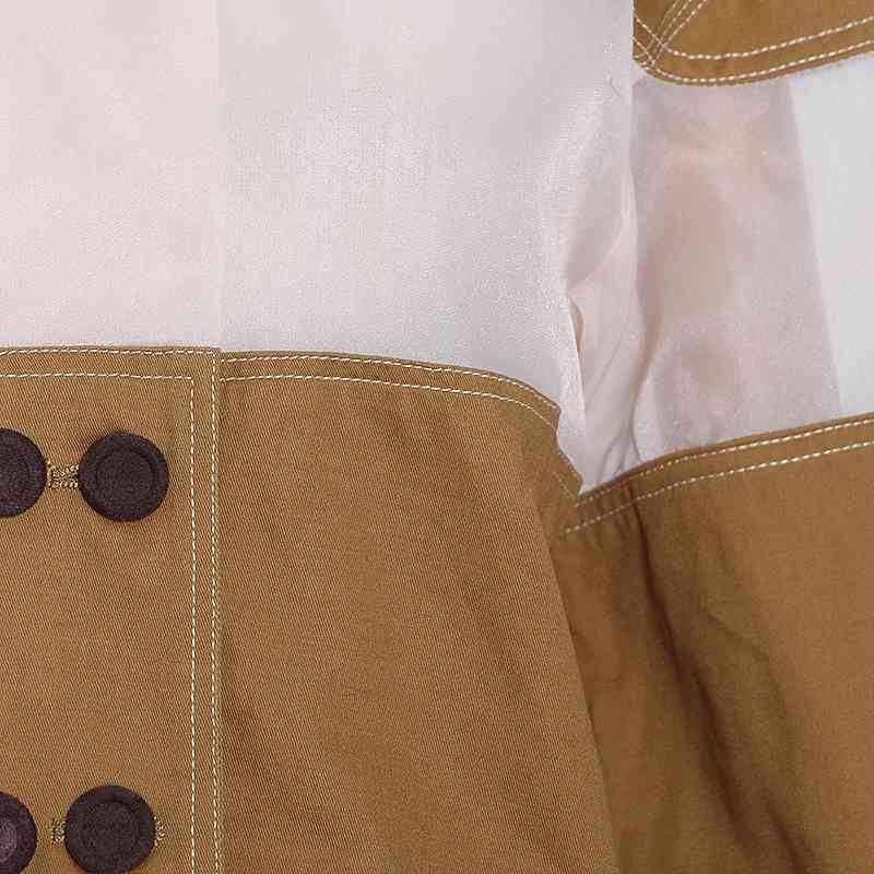 VGH Casual Hit Color Jacket For Women Lapel Long Sleeve Splicing Button Loose Jackets Female Fashion New Clothing Autumn 210421