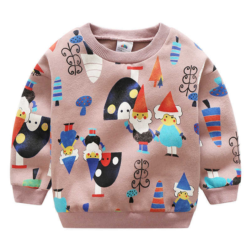 Autumn Winter Warm 2-10 Years Old Children Christmas Gift Long Sleeve Cartoon Print School Baby Kids Girl Fleece Sweatshirt 210529