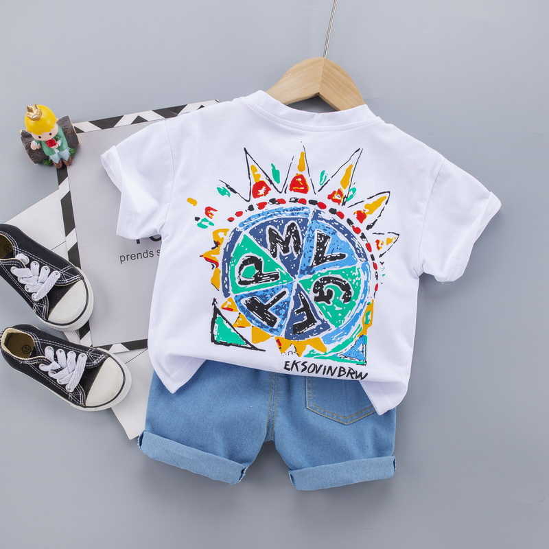 0-5 Years Summer Boy Clothing Set Casual Fashion Cartoon Active T-shirt+ Pant Kid Children Baby Toddler 210615