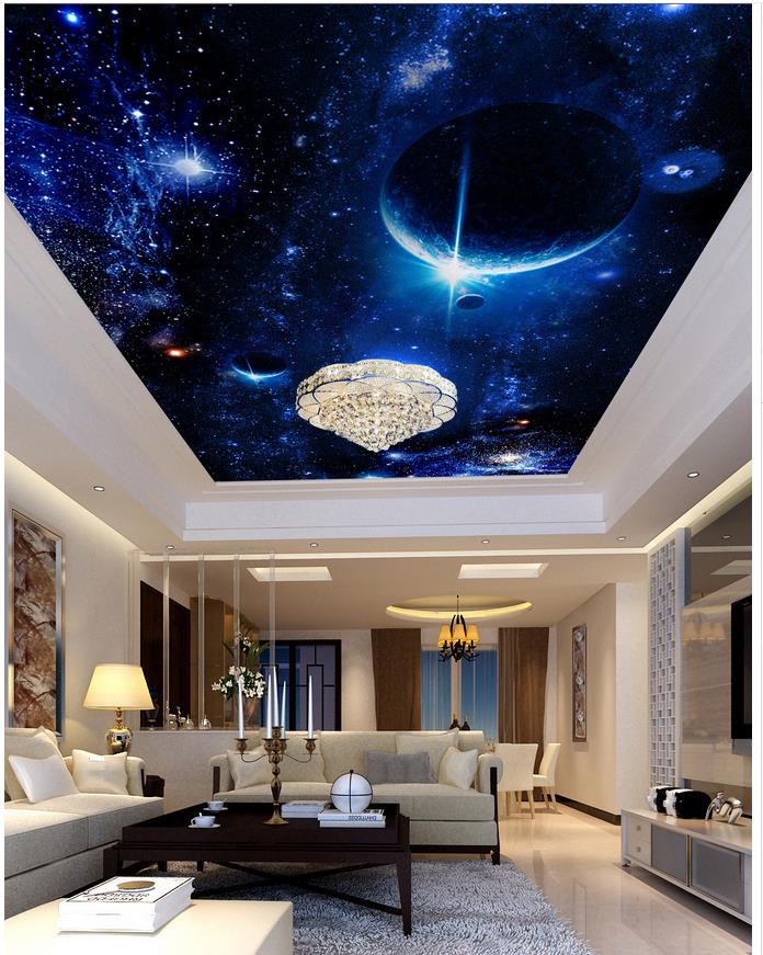 Fantasy starry sky planet mural ceiling 3d murals wallpaper for living room ceilings