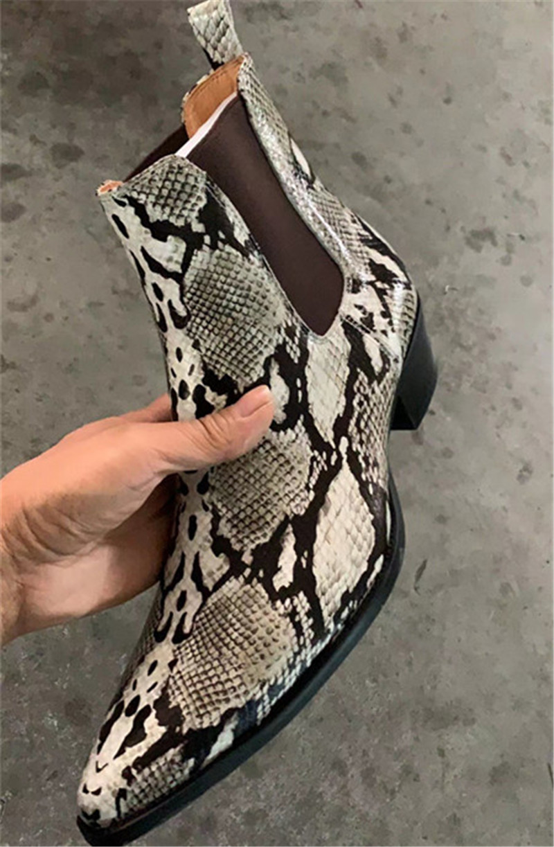 Handmade customized high top Serpentine genuine leather men Boots dress wedding business shoes