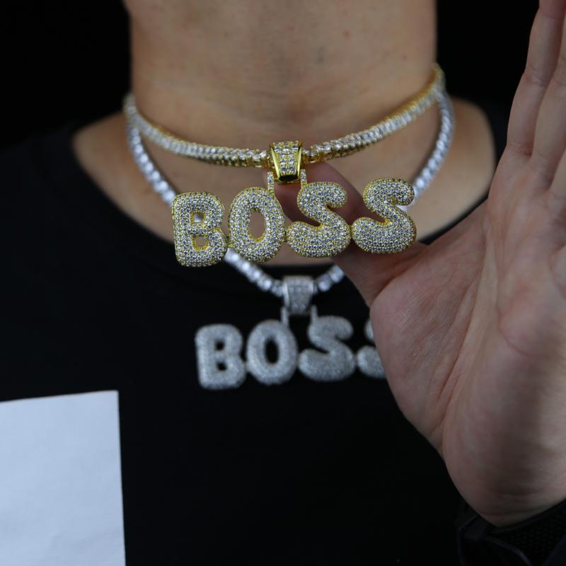 Chains Hip Hop Iced Out Bling CZ BOSS Letter Pendants Necklaces Women Men Gold Color High Quality Sparking Cubic Zirconia Jewelry
Chains Hip Hop Iced Out Bling CZ BOSS Letter Pendants Necklaces Women Men Gold Color High Quality Sparking Cubic Zirconia Jewelry