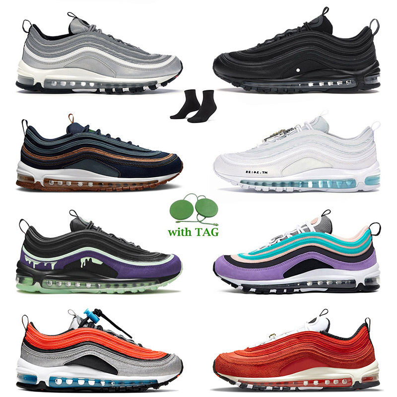 

Wholesale 2022 Airmax 97 OG Air Running Shoes Max 97s Mens Outdoor Sports Size 12 Silver Bullet Triple Black White Sky Have a nice day Women Fashion Jogging Sneakers, B48 36-45 reflective logo