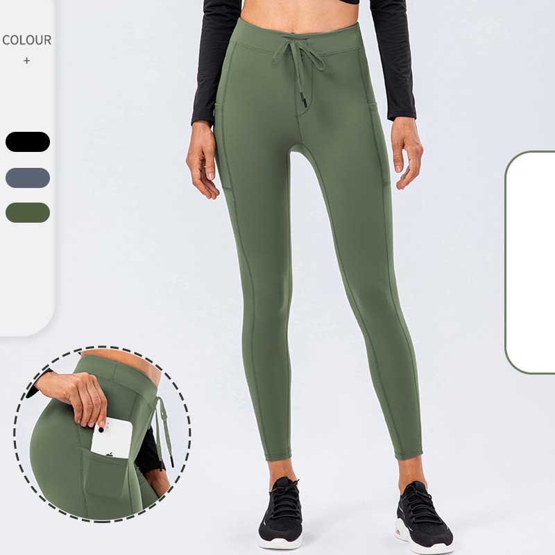 Leggings Nude Yoga Pants Double-sided Brushed Drawstring Hip Lifting Tight Sports Running Fitness Pants girls joggers