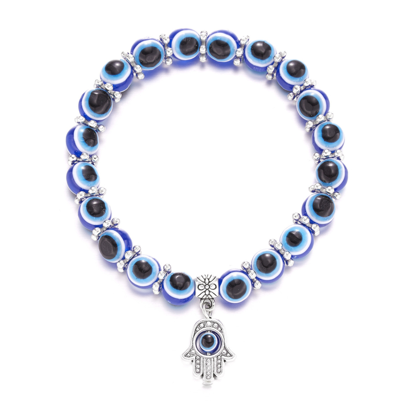 Antique Silver Plated Animal Butterfly Turtle Charm Bracelet Turkish Blue Evil Eye Beads Bracelets
