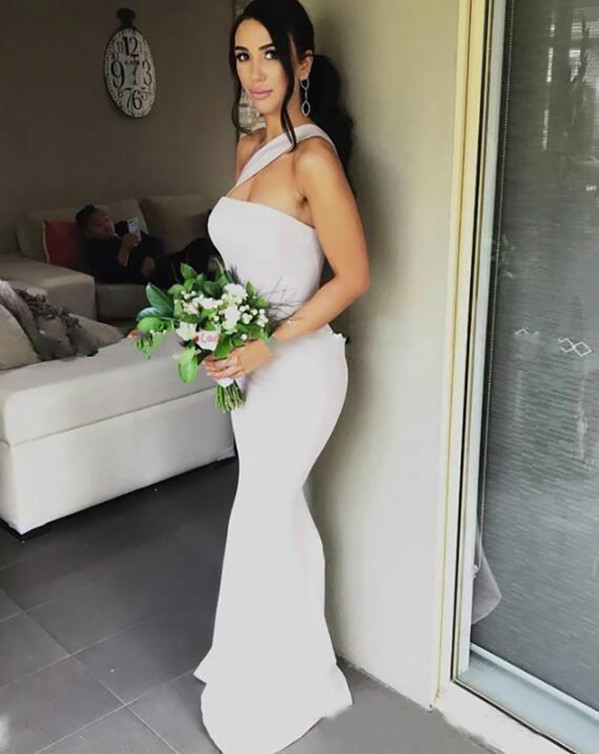 2021 New Arrival Mermaid Bridesmaid Dresses For Weddings Satin One Shoulder Sleeveless Floor Length bridesmaid dresses Plus Size