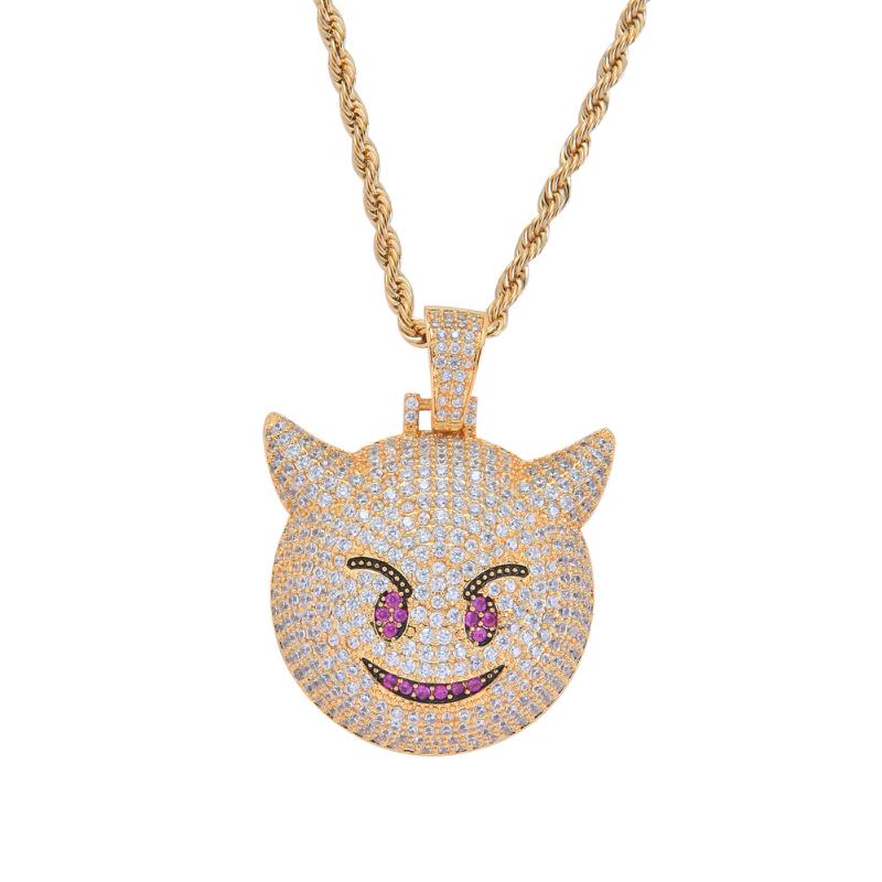 Pendant Necklaces Iced Out Chain 18K Gold Plated Bling CZ Simulated Diamond Demon Hip Hop Necklace For Men Charm Jewelry
Pendant Necklaces Iced Out Chain 18K Gold Plated Bling CZ Simulated Diamond Demon Hip Hop Necklace For Men Charm Jewelry