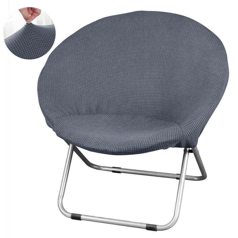 Jacquard Fabric Round Saucer Chair Cover 6 Colors Washable s Seat Moon Slipcovers Stretch Universal 211116