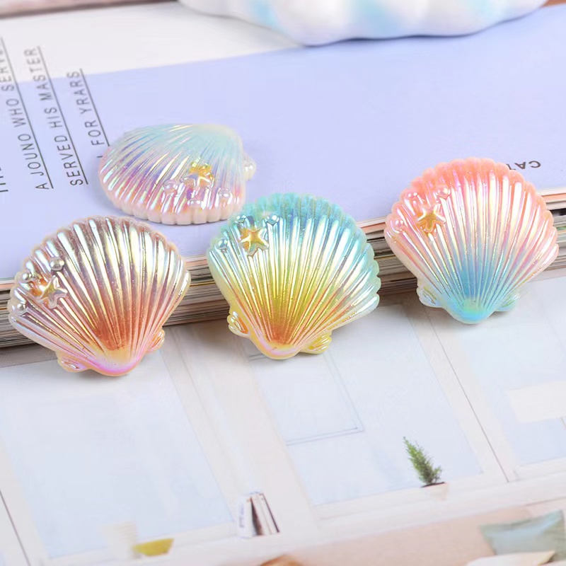 20pcs Mini Lovely Colored Shells Flat Back Resin Components Art Supply Decoration Charm Craft Hair Bow Accessories