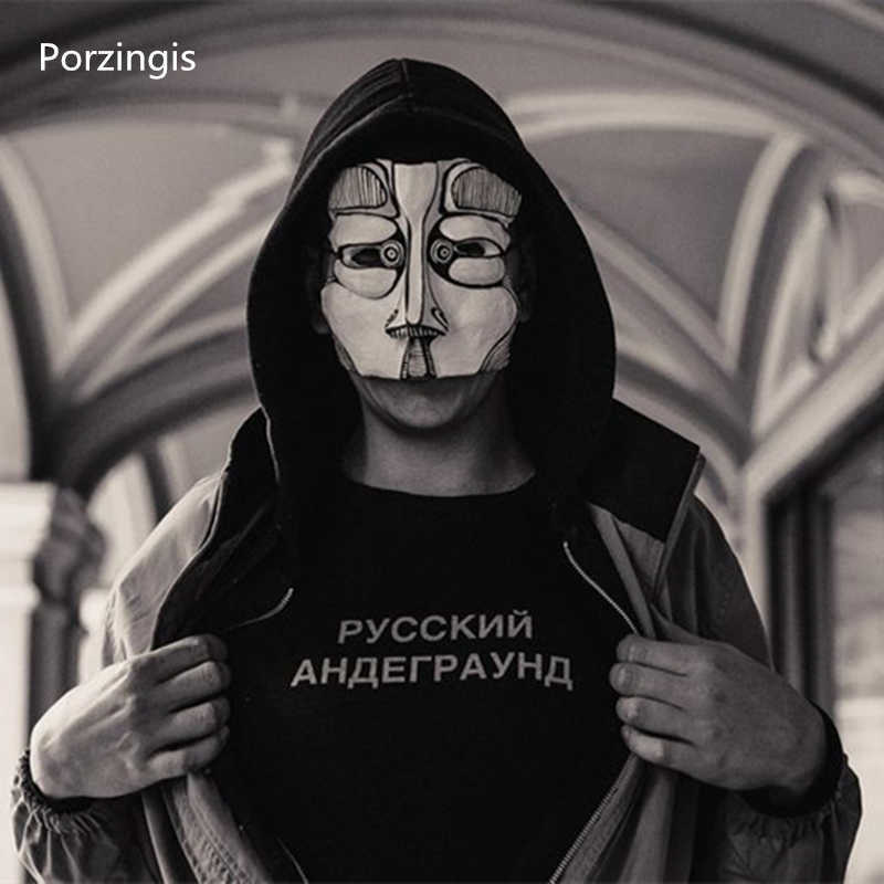 Porzingis men's tshirt reflective Russian inscription RUSSIAN UNDERGROUND summer fashion male t-shirt cotton unisex tee tops 210629