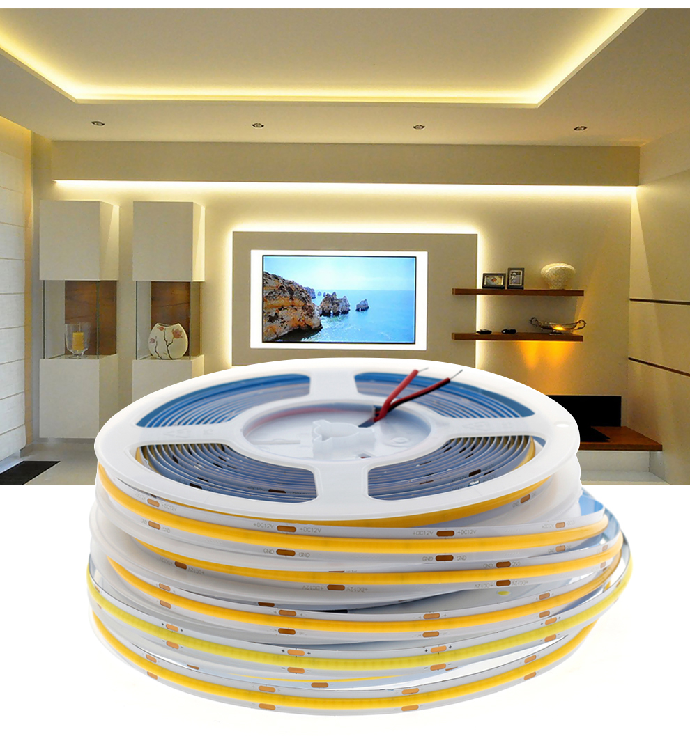COB LED Strip Light High Density FOB COB Flexible LED Lights Ra90 3000K 4000K 6000K LED Tape DC12V 24V 5m/lot
COB LED Strip Light High Density FOB COB Flexible LED Lights Ra90 3000K 4000K 6000K LED Tape DC12V 24V 5m/lot