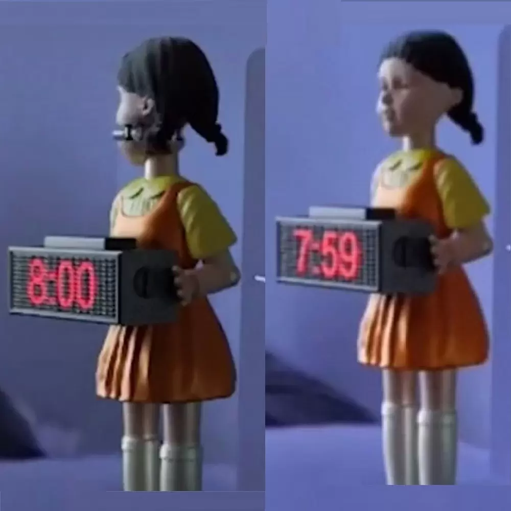 Squid Game Alarm Clock with Music Novelty Toys Korean TV 321 Wooden Squidgame Intelligent Smart Doll Shooter Fires Bullets To Wake You Up
Squid Game Alarm Clock with Music Novelty Toys Korean TV 321 Wooden Squidgame Intelligent Smart Doll Shooter Fires Bullets To Wake You Up
