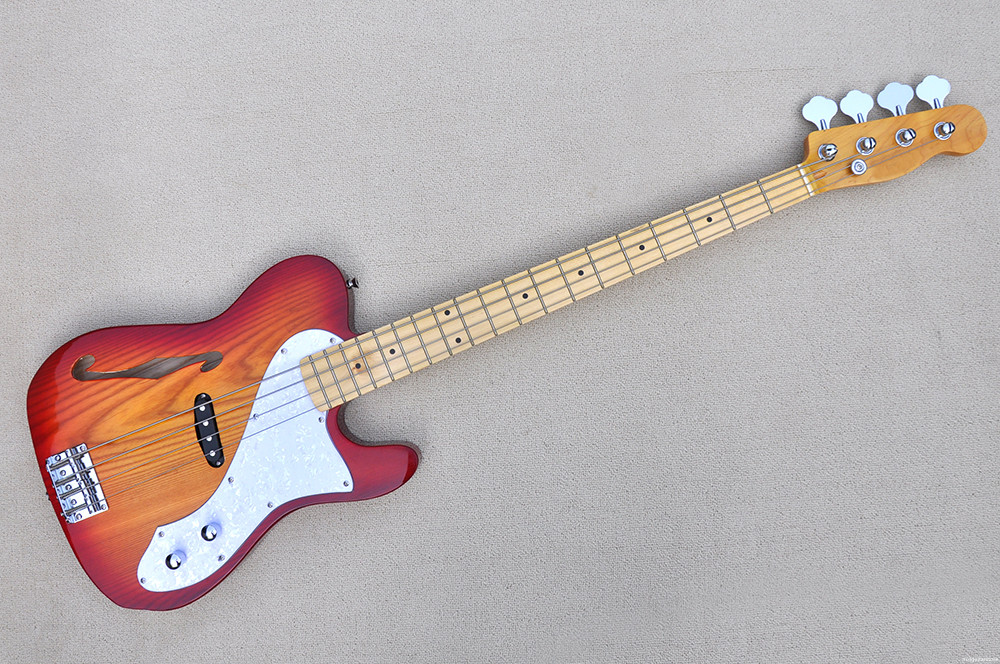 Cherry red 4 Strings Electric Bass Guitar with Maple Neck,Chrome Hardware,Provide customized service