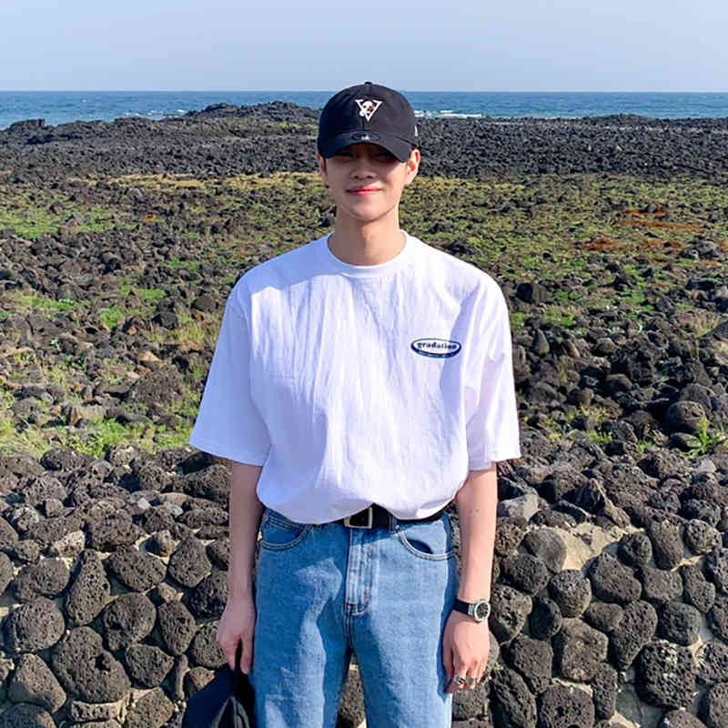 IEFB Summer Fashion White T-shirt Boys Loose Korean Fashion Half Sleeve Short Sleeve Men's Cotton Tee Tops Men's Clothing 9Y7179 210524