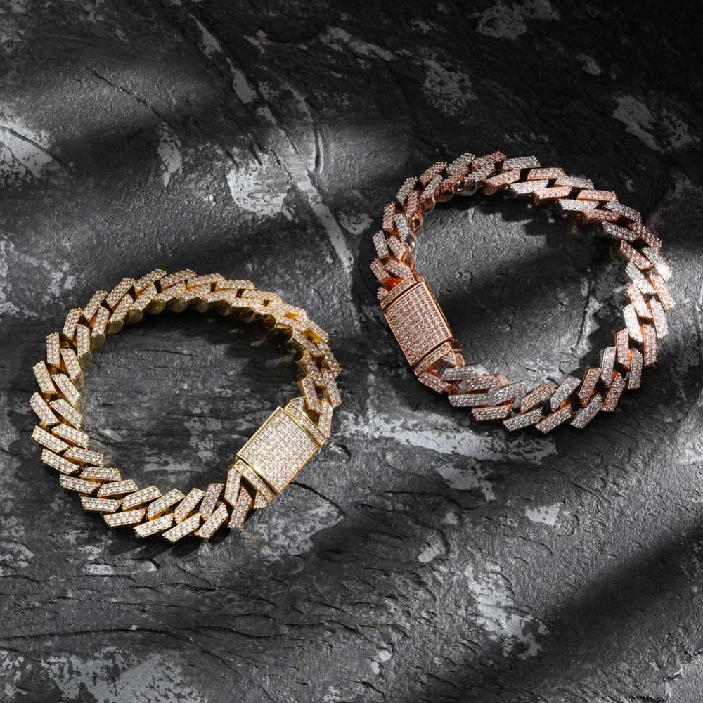 14mm 8inch Miami Lock Clasp Cuban Link Chain Bracelet Hip Hop Jewelry Charm Fashion Rock Punk Bling Iced Out Cubic Zircon Bling Party Punk Gifts for W