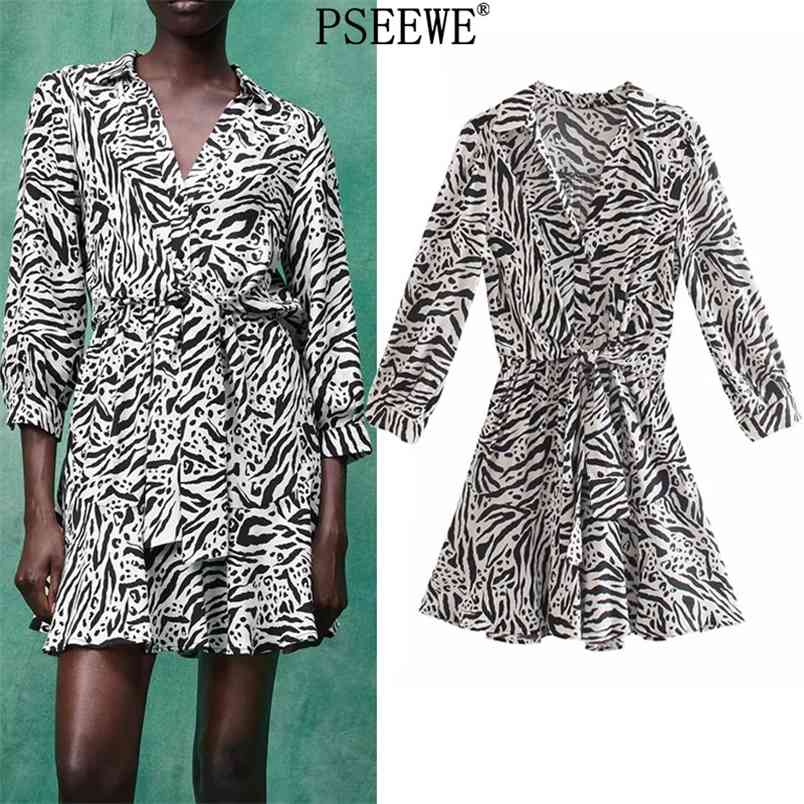 Animal Print Shirt Short Dresses Women Fahsion Knot Long Sleeve Woman Summer Elastic Waist Vintage 210519
Animal Print Shirt Short Dresses Women Fahsion Knot Long Sleeve Woman Summer Elastic Waist Vintage 210519