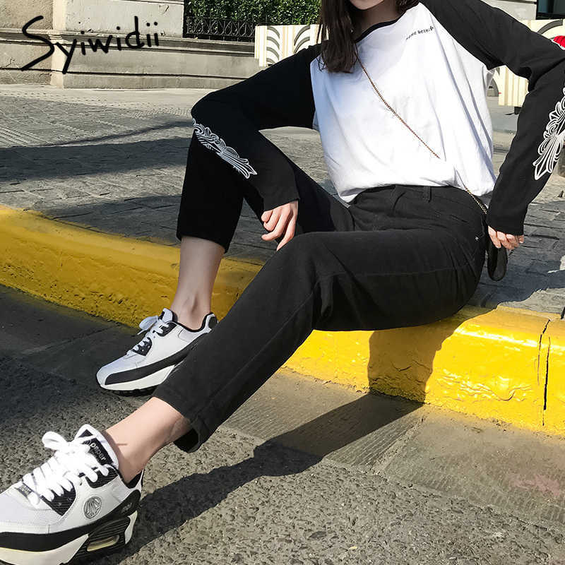 White Jeans for Women High Waist Harem Mom Spring Plus Size Black Streetwear Denim Pants Beige Blue 210922