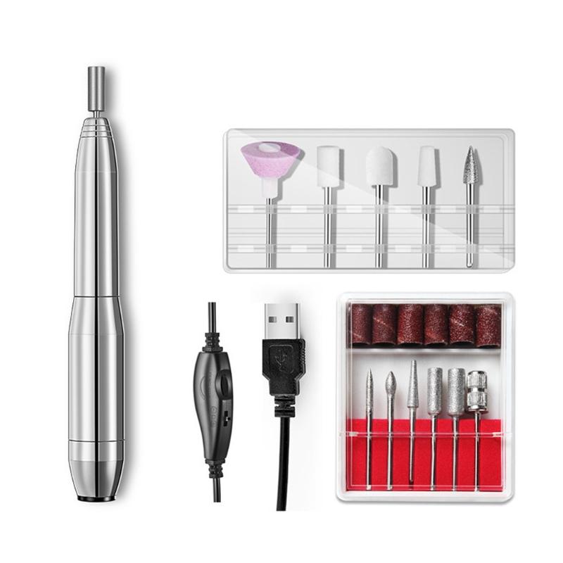 Nail Drill & Accessories Q1QD USB File Machine Portable Manicure Pedicure With Sanding Bands Professional Polishing Tools For Home Salon
