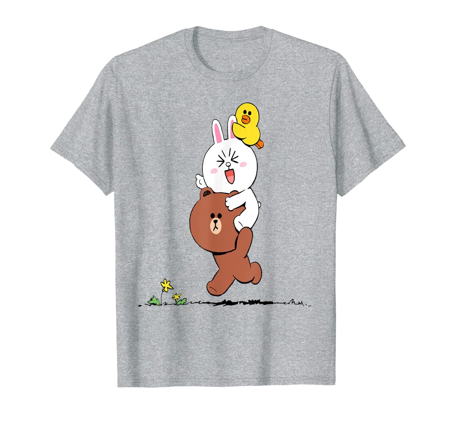 Cute brown bear cony bunny rabbit duck sally lovers running T-Shirt