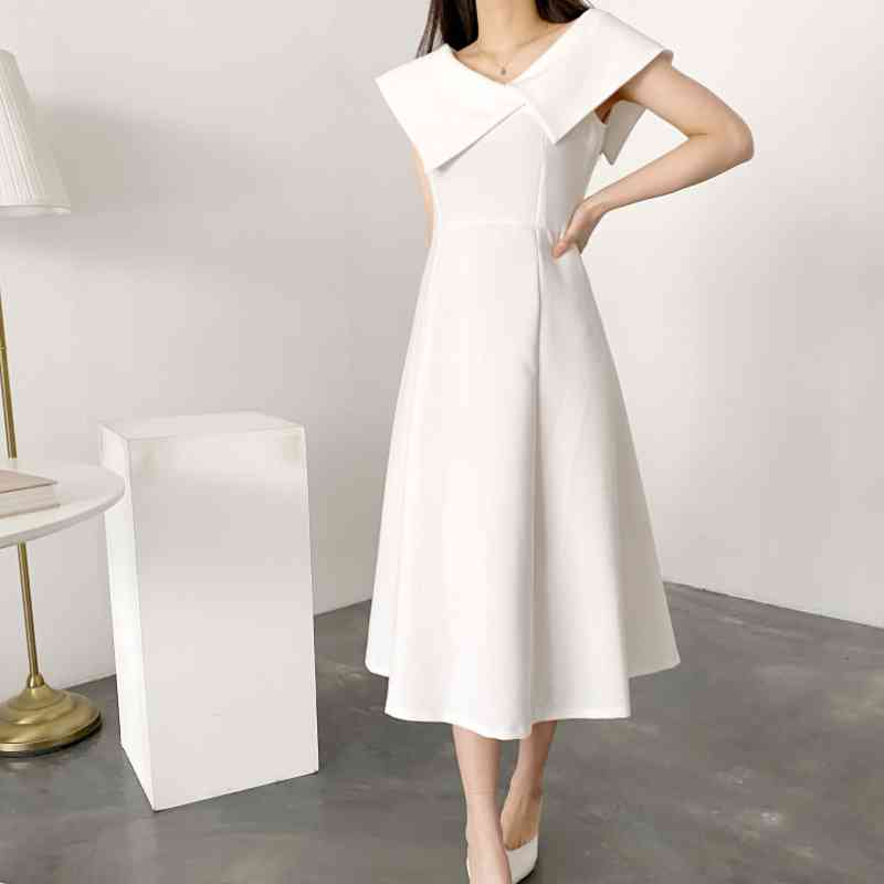 Nomikuma Korean Sleeveless Turn-down Collar Dresses Elegant Slim High Waist Woman Dress New Vestido De Mujer 6H267 210427
