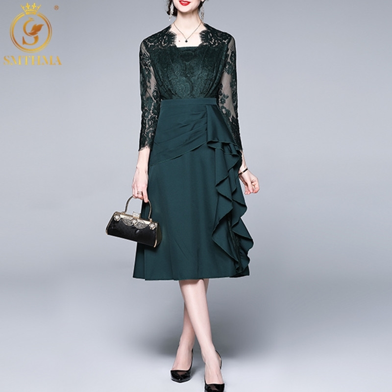 Fashion Spring Temperament Lace Patchwork Dresses Women V-Neck Ruffle Vintage Ladies Midi Vestidos 210520, Photo color
Fashion Spring Temperament Lace Patchwork Dresses Women V-Neck Ruffle Vintage Ladies Midi Vestidos 210520, Photo color