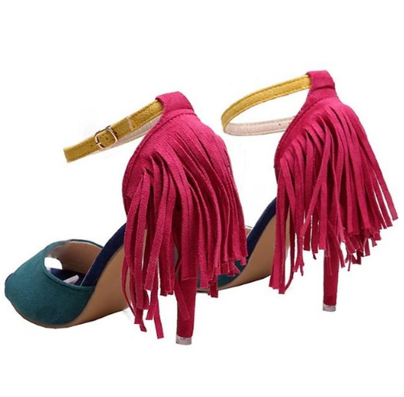 Robe chaussures minces talons hauts troupeaux glissades coulisses de mode Sandalias Sandalias Mujer Sapato Feminino Femmes Summer Pumps Femme SF0