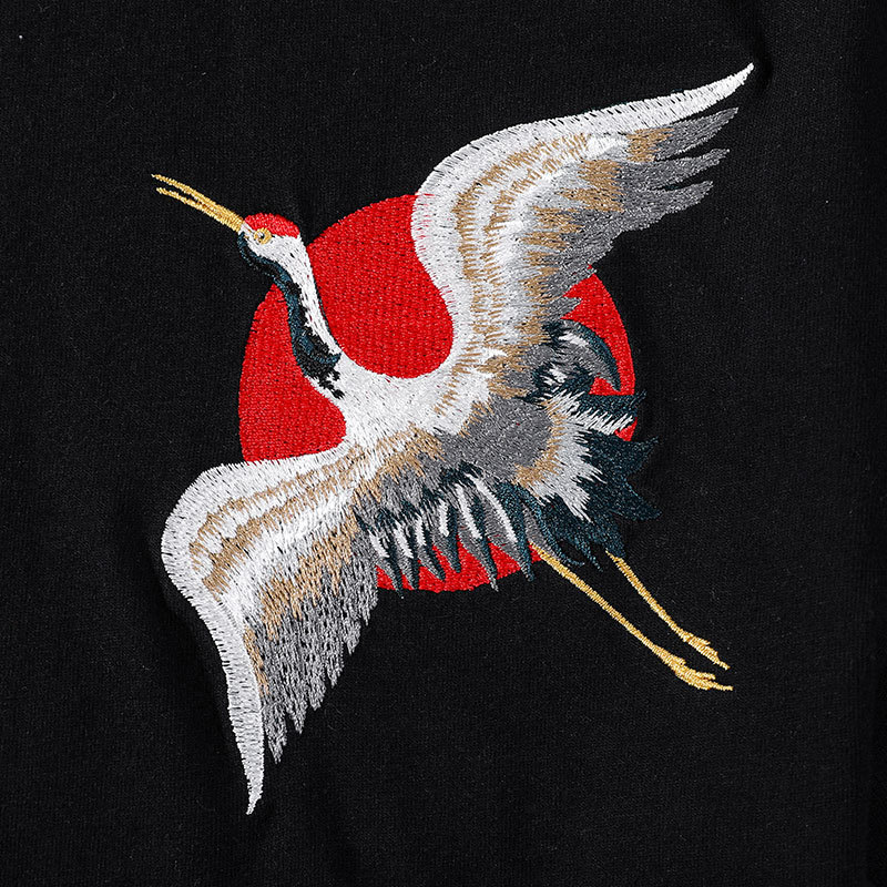IEFB Summer Embroidery Crane Cotton Round Neck China Style T-shirts For Men Fashion Loose Short Sleeve Tee Tops 9Y5865 210524