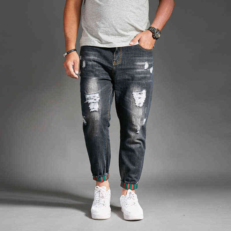 Ripped Jeans For Men Blue Black Denim Mens Jean Homme Harem Hip Hop Plus Size Trousers 44 48 Uomo Fashions Jogger Pants 211111