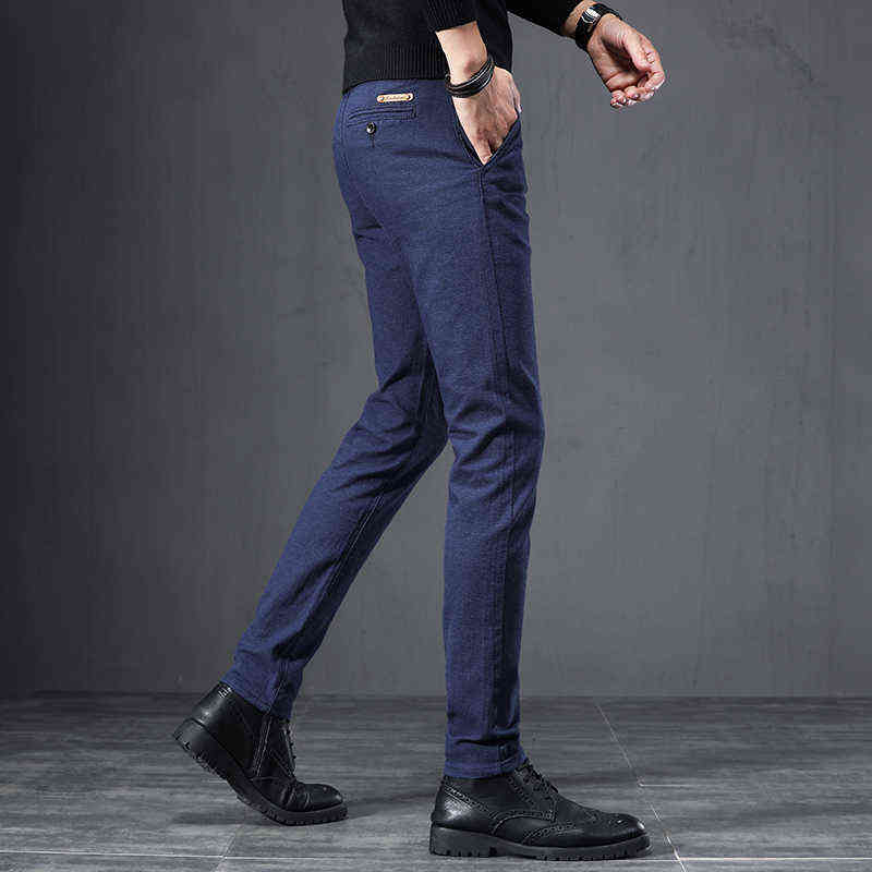 Autumn Winter Business Dress Pants Men Elastic Waist Frosted fabric Casual Trousers Formal Social Suit Pants Costume Homme 211112