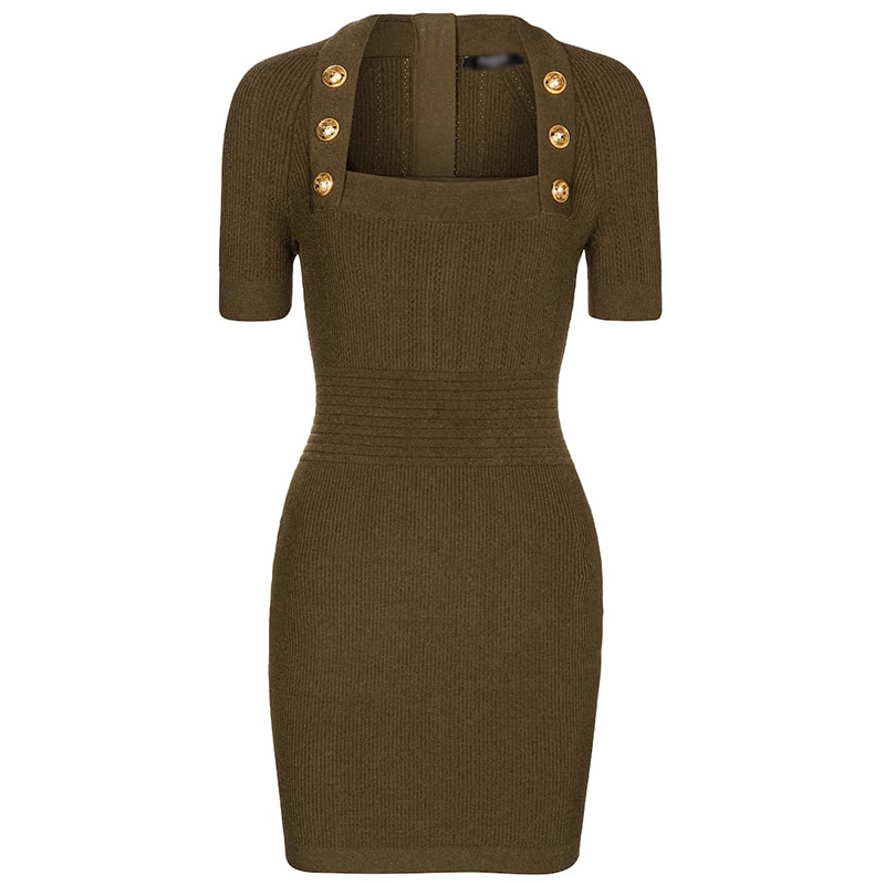 High Quality Designer Women Runway Dresses Square Neck Short Sleeve Double Breasted Sexy Sheath Slim Long Knitted Milan Dress E42, Army green
High Quality Designer Women Runway Dresses Square Neck Short Sleeve Double Breasted Sexy Sheath Slim Long Knitted Milan Dress E42, Army green