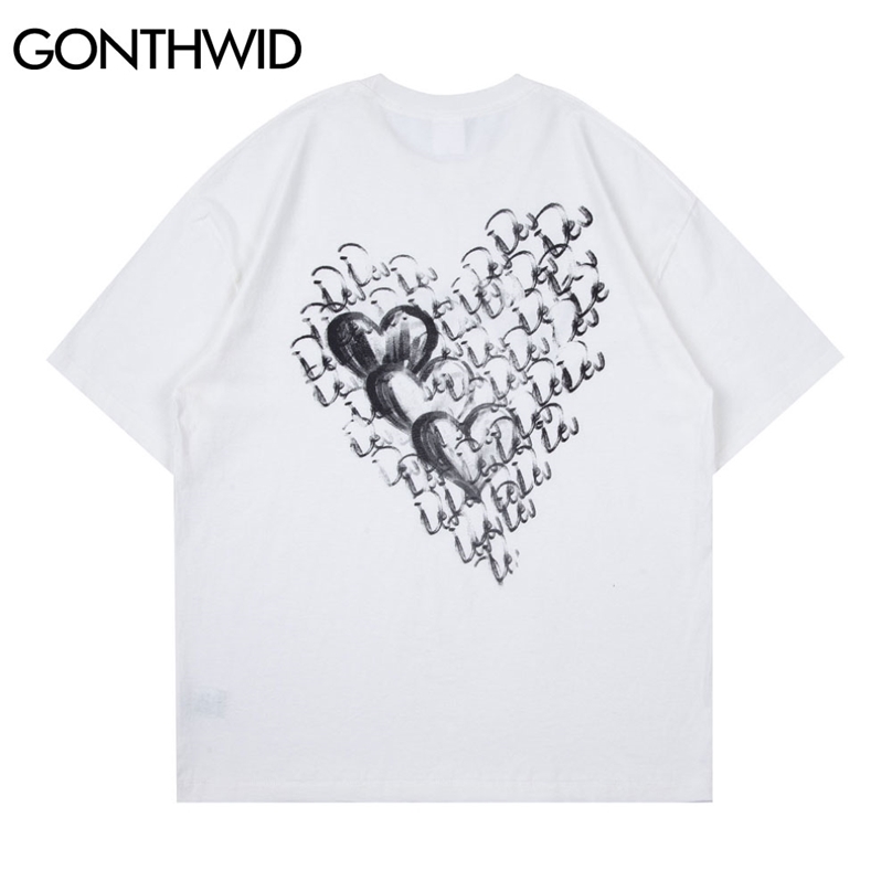 Tshirts Harajuku Graffiti Hearts Print Casual Cotton Tees Shirts Hip Hop Loose Streetwear Men Hipster Short Sleeve Tops 210602, White
Tshirts Harajuku Graffiti Hearts Print Casual Cotton Tees Shirts Hip Hop Loose Streetwear Men Hipster Short Sleeve Tops 210602, White