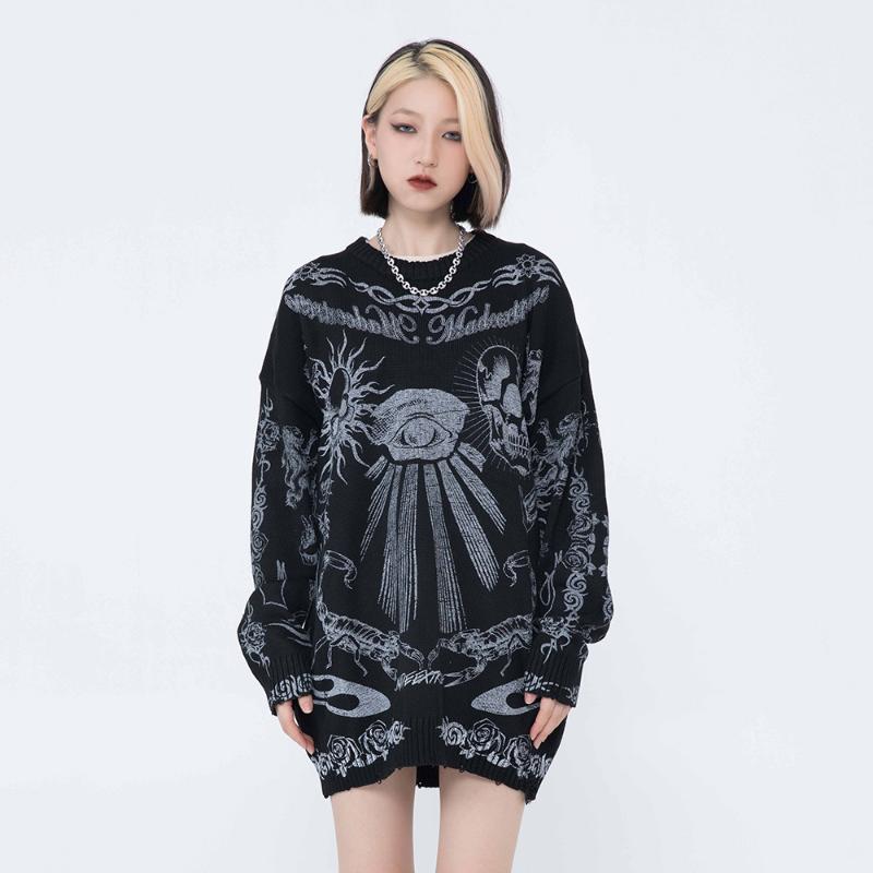 Women's Sweaters 2022 Oversized Gothic Y2k Punk Goth Top Satan Frayed Pullover Satanic Skulls Knitted Sweater Winter Clothes Women, White;black
Women's Sweaters 2022 Oversized Gothic Y2k Punk Goth Top Satan Frayed Pullover Satanic Skulls Knitted Sweater Winter Clothes Women, White;black