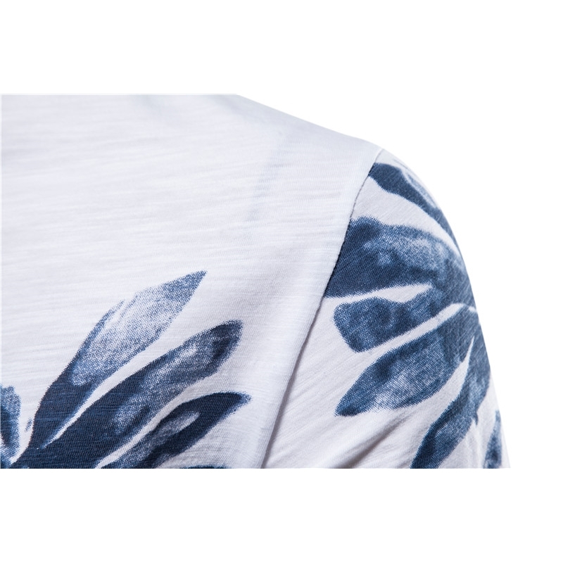 AIOPESON Leaves Printed T-Shirt Men O-neck 100% Cotton Casual Men's T Shirt Summer Quality Fashion Hawaii Style Men Clothes 210623