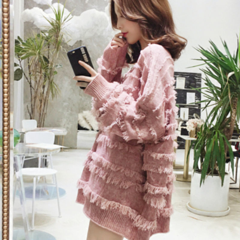 Casual Solid Pullovers Fringe Sweaters Women Sweaters Fashion Women Long Sleeve Loose Women Knitted Sweaters 6029 50 210518