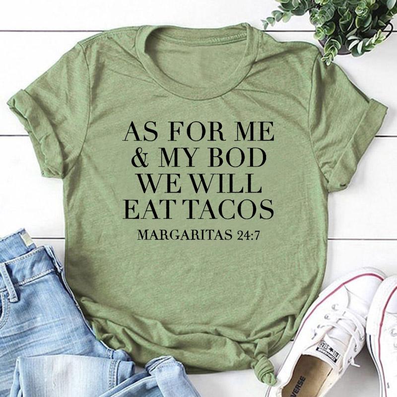 Funny Aesthetic Girl Women Shirts Pure Short Sleeve Tops Summer As For Me & My Bod We Will Eat Tacos T-shirt Women, Black
Funny Aesthetic Girl Women Shirts Pure Short Sleeve Tops Summer As For Me & My Bod We Will Eat Tacos T-shirt Women, Black