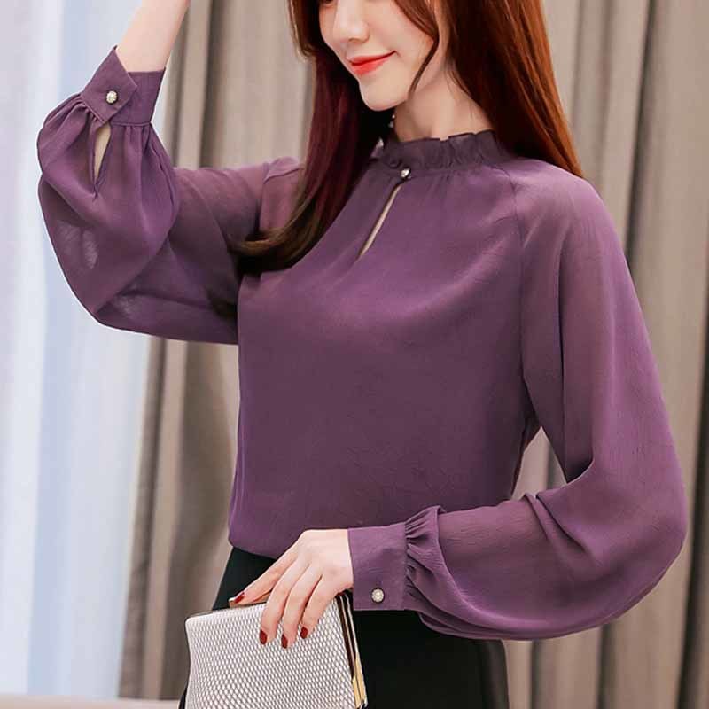 Spring Long Sleeve Fashion Woman Blouses Office Work Wear Women Blouse Shirt Female Shirts Blusas Femininas 1854 50 210518