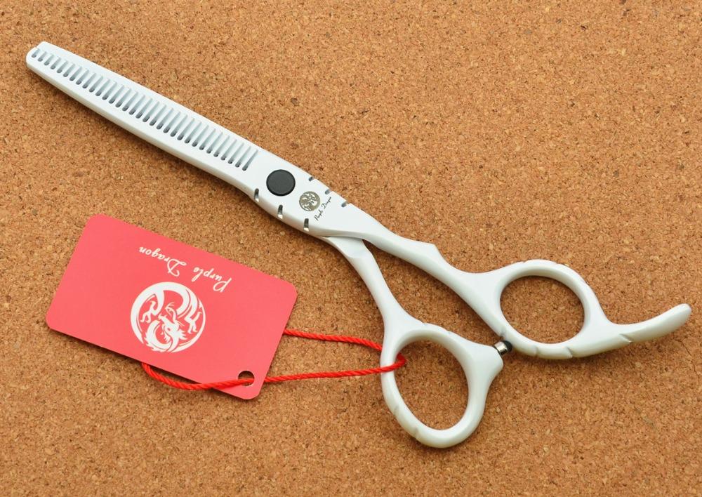 Hair Scissors 6'' Purple Dragon Japan 440C White Hairdressing Cutting Shears Thinning Z1010 Professional Human