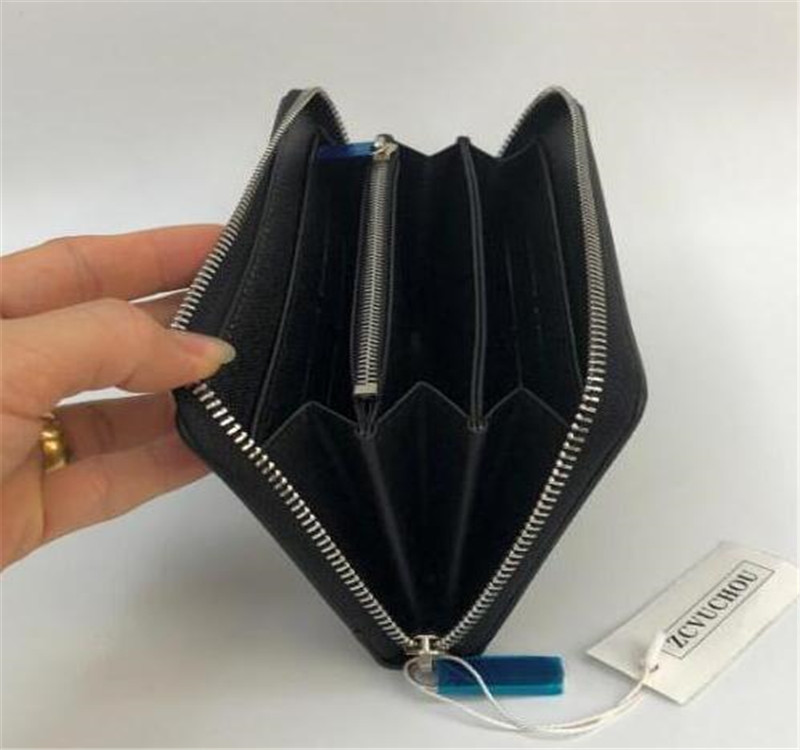 Hot ZIPPY WALLET Real Leather with additional credit card slots high quality leather women purse Classical long wallet With Box