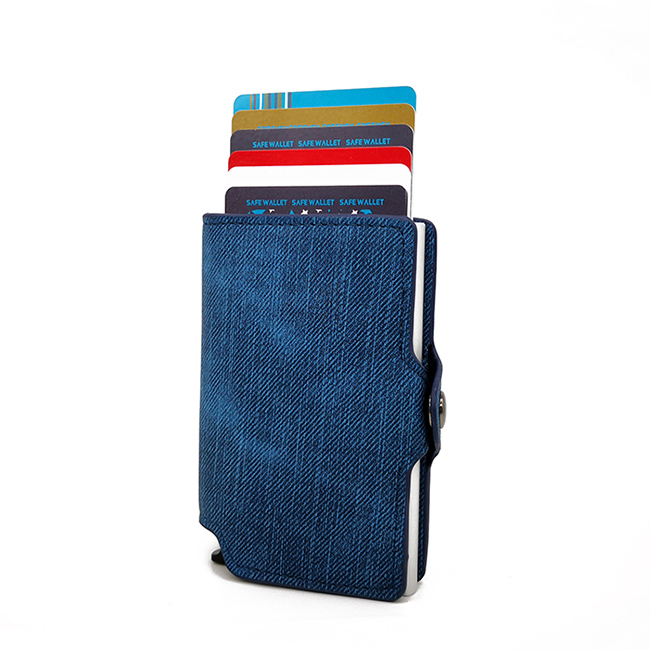 Men Rfid Blocking Carbon Fibe Slim Automatic Pasjes Houder Wallets