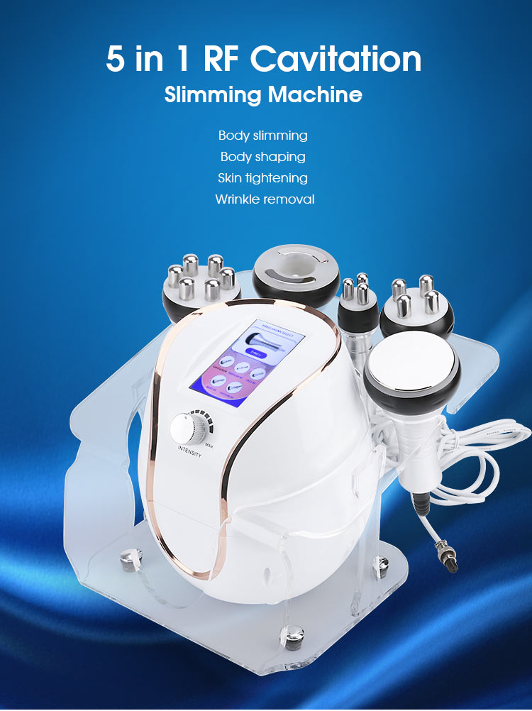 Portable 5 In1 RF 40K ultrasonic face lifting machine body slimming cavitation radio frequency shaping slim Device