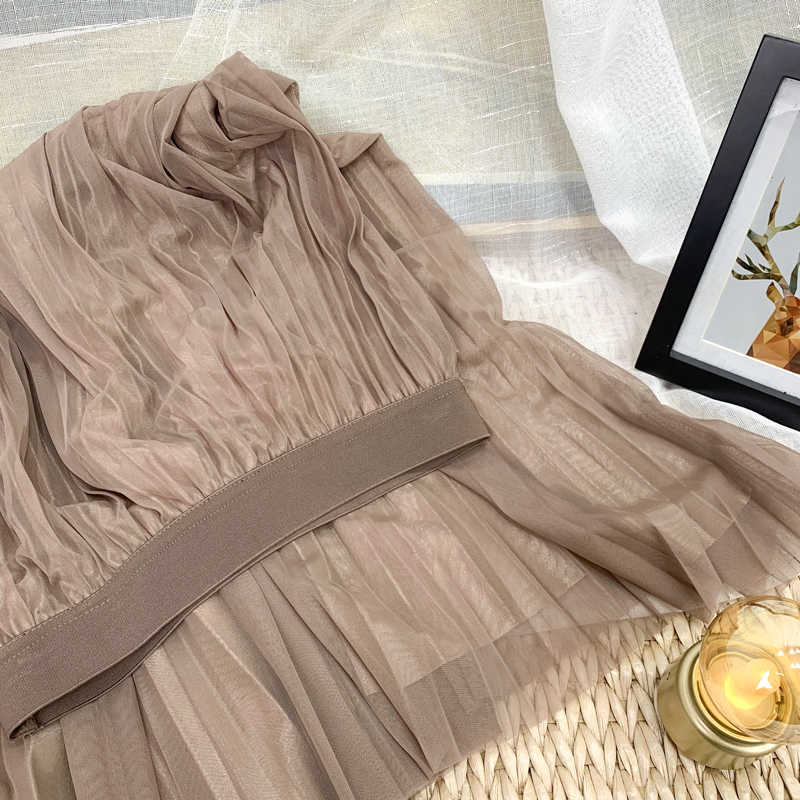 Croysier Women Long Tulle Pleated Skirt Spring Summer Elastic High Waist s Womens Elegant Mesh Midi Clothes 210619